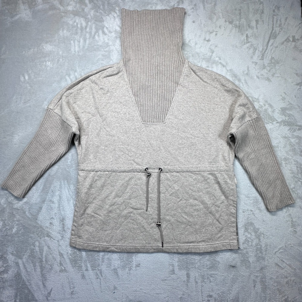 Varley Cavello Womens XS Taupe Marled Brushed Turtleneck Longline Sweatshirt